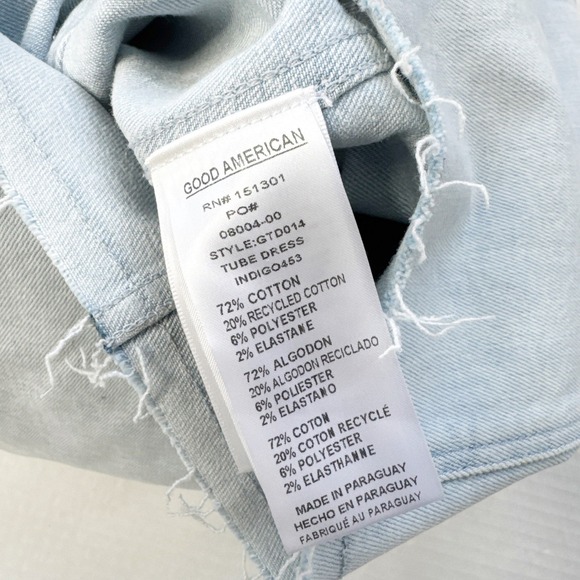 GOOD‎ AMERICAN Denim Tube Dress Size XL Strapless Mini Light Wash - Picture 9 of 12